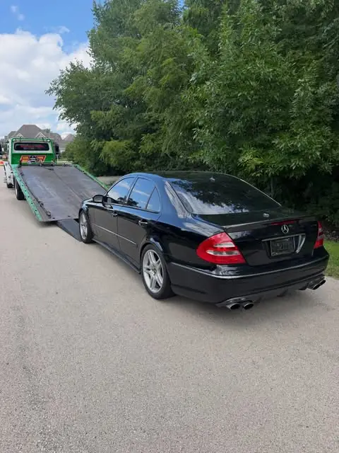 PS Towing ready to help a Mercedes sedan in the Milwaukee area